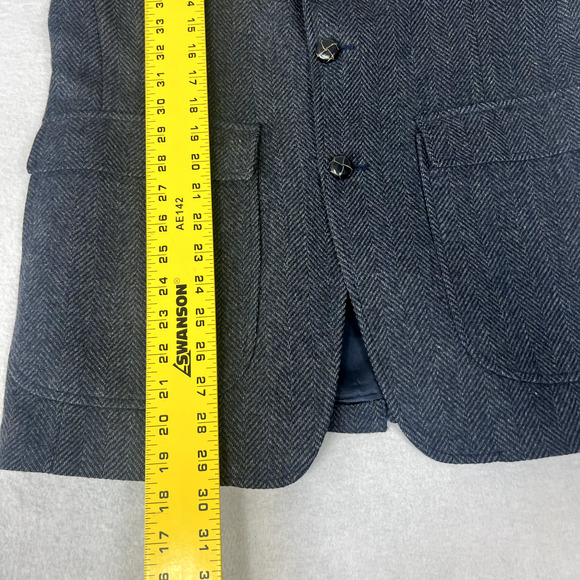 Imperial By Haggar Blazer Sport Coat Men’s 38 100% Wool Blue Herringbone USA - Picture 7 of 16